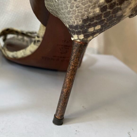 Pedro Garcia Snakeskin Leather Heels Size 39 (8.5) Made in Spain Metal Stiletto - Picture 6 of 13